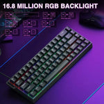 Teclado com Fios AULA WIN68HE Versão Standard 68 Teclas RGB, WIN68HE Eixo Magnético Preto Cinzento Madeira