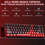 Teclado com Fios AULA WIN68HE Versão MAX 68 Teclas RGB, WIN68HE Eixo Magnético Vermelho Wing Chun