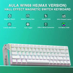 Teclado com Fios AULA WIN68HE Versão Standard 68 Teclas RGB, WIN68HE Eixo Magnético Madeira Cinzento Branco com Impressão Lateral