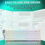 Teclado com Fios AULA WIN68HE Versão Standard 68 Teclas RGB, WIN68HE Eixo Magnético Madeira Cinzento Branco com Impressão Lateral