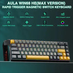 Teclado com Fios AULA WIN68HE Versão MAX 68 Teclas RGB, WIN68HE Eixo Magnético Wing Chun Escuro+Claro+Amarelo