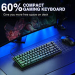 Teclado com Fios AULA WIN68HE Versão Standard 68 Teclas RGB, WIN68HE Eixo Magnético Madeira Cinzento com Linhas de Contorno Pretas