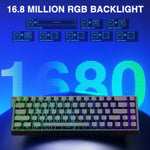 Teclado com Fios AULA WIN68HE Versão Standard 68 Teclas RGB, WIN68HE Eixo Magnético Madeira Cinzento com Linhas de Contorno Pretas