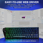 Teclado com Fios AULA WIN68HE Versão Standard 68 Teclas RGB, WIN68HE Eixo Magnético Madeira Cinzento com Linhas de Contorno Pretas