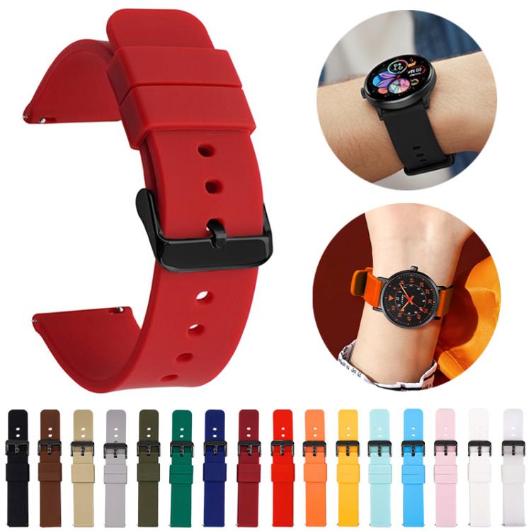 xDfind Stainless Steel Black Pin Buckle Solid Color Silicone Waterproof Watch Band, 20mm, 21mm, 22mm