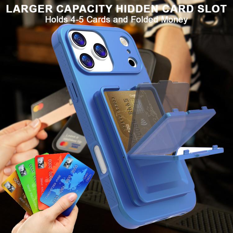 Capa de Telemóvel com Toque de Pele em TPU, Espelho Oculto e Bolsa para Cartões com Suporte, Para iPhone 17 Pro Max, Para iPhone 17 Pro, Para iPhone 17, Para iPhone Air