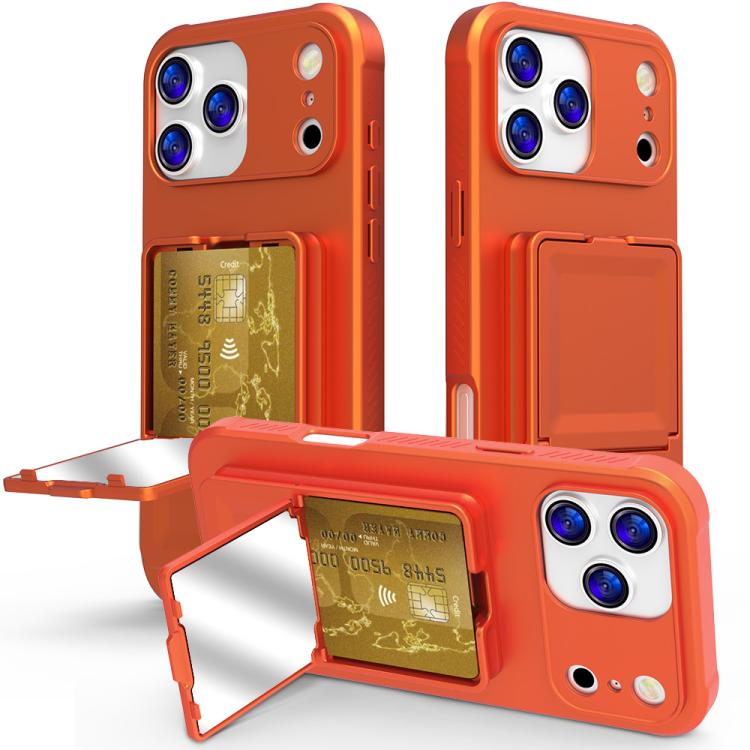Capa de Telemóvel com Toque de Pele em TPU, Espelho Oculto e Bolsa para Cartões com Suporte, Para iPhone 17 Pro Max, Para iPhone 17 Pro, Para iPhone 17, Para iPhone Air