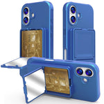 Capa de Telemóvel com Toque de Pele em TPU, Espelho Oculto e Bolsa para Cartões com Suporte, Para iPhone 17 Pro Max, Para iPhone 17 Pro, Para iPhone 17, Para iPhone Air