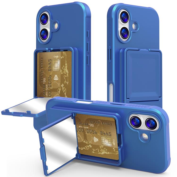 Capa de Telemóvel com Toque de Pele em TPU, Espelho Oculto e Bolsa para Cartões com Suporte, Para iPhone 17 Pro Max, Para iPhone 17 Pro, Para iPhone 17, Para iPhone Air