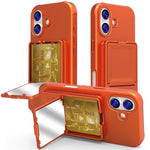 Capa de Telemóvel com Toque de Pele em TPU, Espelho Oculto e Bolsa para Cartões com Suporte, Para iPhone 17 Pro Max, Para iPhone 17 Pro, Para iPhone 17, Para iPhone Air