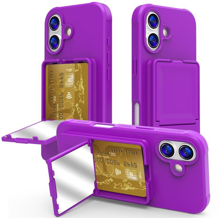 Capa de Telemóvel com Toque de Pele em TPU, Espelho Oculto e Bolsa para Cartões com Suporte, Para iPhone 17 Pro Max, Para iPhone 17 Pro, Para iPhone 17, Para iPhone Air