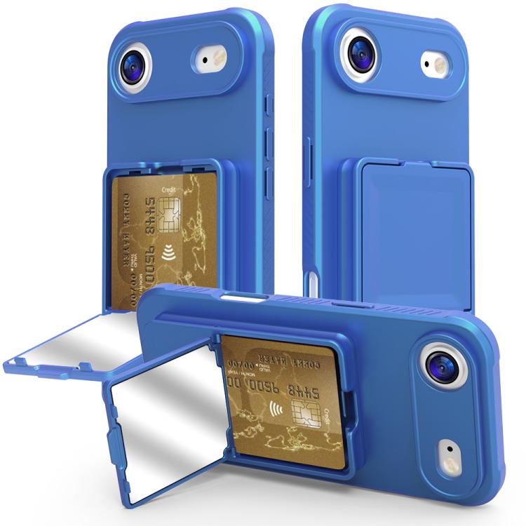 Capa de Telemóvel com Toque de Pele em TPU, Espelho Oculto e Bolsa para Cartões com Suporte, Para iPhone 17 Pro Max, Para iPhone 17 Pro, Para iPhone 17, Para iPhone Air