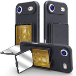 Capa de Telemóvel com Toque de Pele em TPU, Espelho Oculto e Bolsa para Cartões com Suporte, Para iPhone 17 Pro Max, Para iPhone 17 Pro, Para iPhone 17, Para iPhone Air