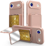 Capa de Telemóvel com Toque de Pele em TPU, Espelho Oculto e Bolsa para Cartões com Suporte, Para iPhone 17 Pro Max, Para iPhone 17 Pro, Para iPhone 17, Para iPhone Air