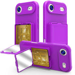 Capa de Telemóvel com Toque de Pele em TPU, Espelho Oculto e Bolsa para Cartões com Suporte, Para iPhone 17 Pro Max, Para iPhone 17 Pro, Para iPhone 17, Para iPhone Air