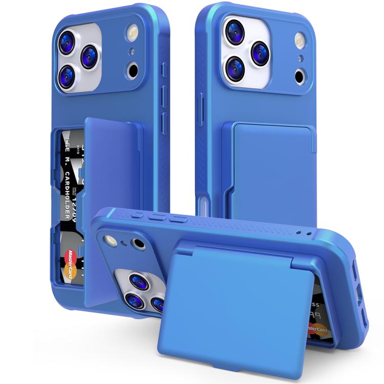 Capa de Telemóvel Híbrida em PC e TPU com Toque de Pele, Espelho Oculto Horizontal e Bolsa para Cartões, Para iPhone 17 Pro Max, Para iPhone 17 Pro, Para iPhone 17, Para iPhone Air