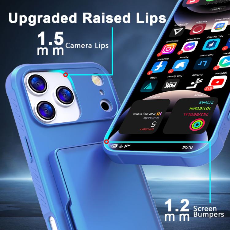 Capa de Telemóvel Híbrida em PC e TPU com Toque de Pele, Espelho Oculto Horizontal e Bolsa para Cartões, Para iPhone 17 Pro Max, Para iPhone 17 Pro, Para iPhone 17, Para iPhone Air