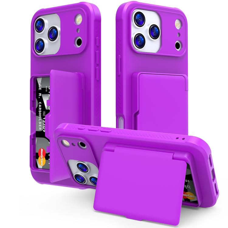Capa de Telemóvel Híbrida em PC e TPU com Toque de Pele, Espelho Oculto Horizontal e Bolsa para Cartões, Para iPhone 17 Pro Max, Para iPhone 17 Pro, Para iPhone 17, Para iPhone Air