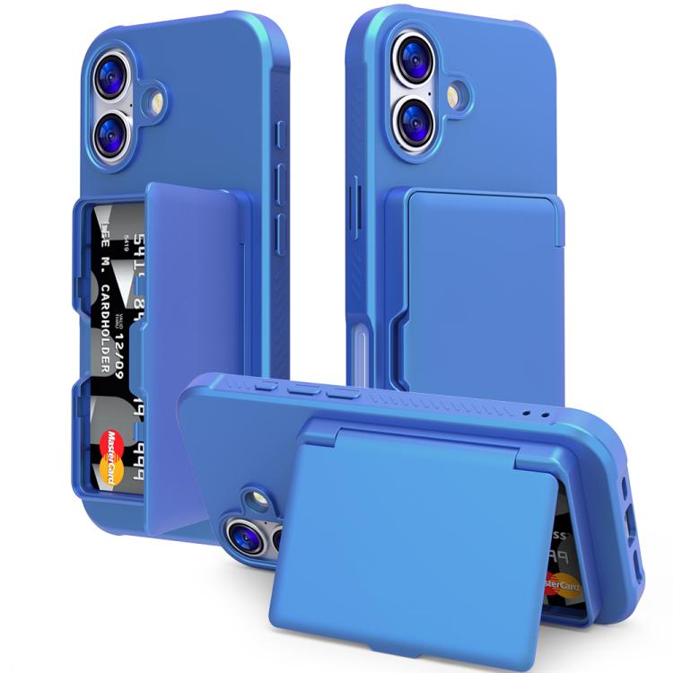 Capa de Telemóvel Híbrida em PC e TPU com Toque de Pele, Espelho Oculto Horizontal e Bolsa para Cartões, Para iPhone 17 Pro Max, Para iPhone 17 Pro, Para iPhone 17, Para iPhone Air