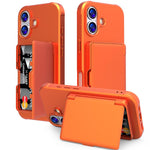 Capa de Telemóvel Híbrida em PC e TPU com Toque de Pele, Espelho Oculto Horizontal e Bolsa para Cartões, Para iPhone 17 Pro Max, Para iPhone 17 Pro, Para iPhone 17, Para iPhone Air