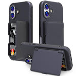Capa de Telemóvel Híbrida em PC e TPU com Toque de Pele, Espelho Oculto Horizontal e Bolsa para Cartões, Para iPhone 17 Pro Max, Para iPhone 17 Pro, Para iPhone 17, Para iPhone Air