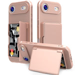 Capa de Telemóvel Híbrida em PC e TPU com Toque de Pele, Espelho Oculto Horizontal e Bolsa para Cartões, Para iPhone 17 Pro Max, Para iPhone 17 Pro, Para iPhone 17, Para iPhone Air