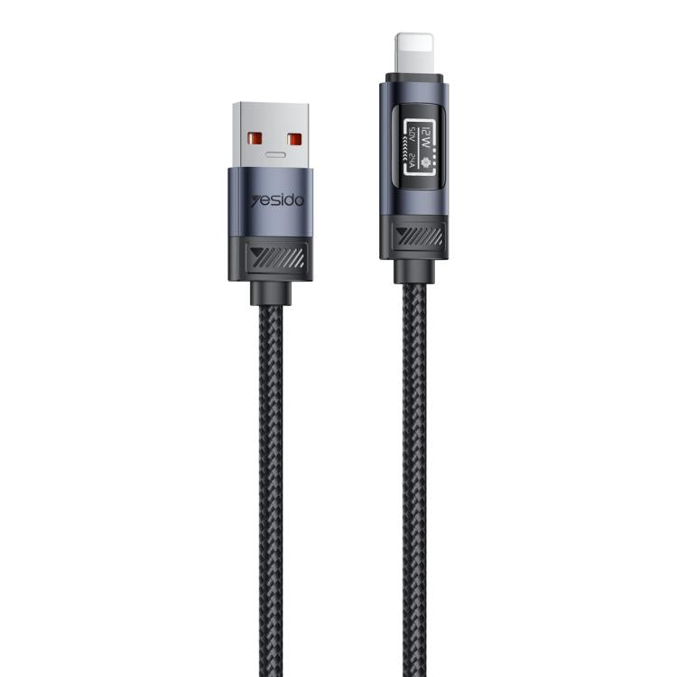 Cabo de Carregamento e Dados Yesido CA138L 12W 2.4A USB para 8 Pinos com Ecrã OLED, USB para 8 Pinos