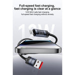 Cabo de Carregamento e Dados Yesido CA138L 12W 2.4A USB para 8 Pinos com Ecrã OLED, USB para 8 Pinos