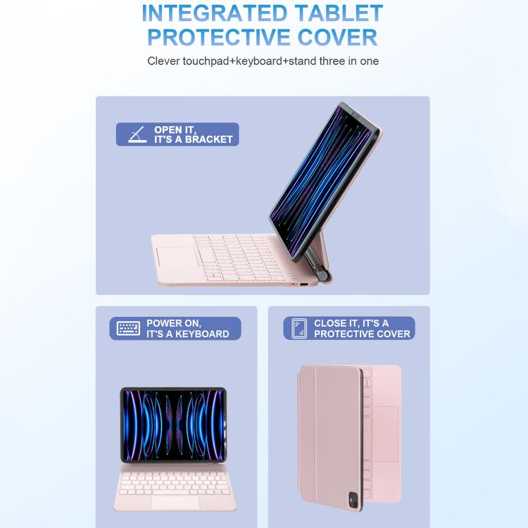Capa de Couro para Tablet com Teclado Bluetooth e Touchpad, Para iPad 2025 / 2022, Para iPad Air 13 2025 / 2024 / Pro 12.9 2022