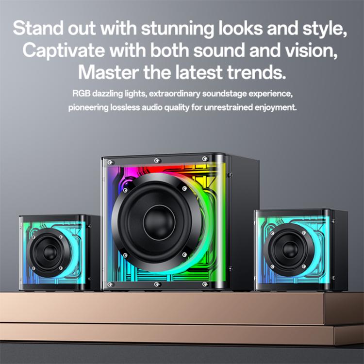 Coluna Bluetooth Yesido YSW41 40W Sistema 2.1 Canais com Subwoofer e Luzes RGB Coloridas, YSW41