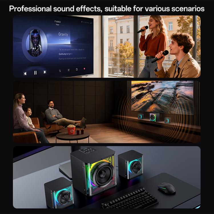 Coluna Bluetooth Yesido YSW41 40W Sistema 2.1 Canais com Subwoofer e Luzes RGB Coloridas, YSW41