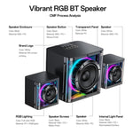 Coluna Bluetooth Yesido YSW41 40W Sistema 2.1 Canais com Subwoofer e Luzes RGB Coloridas, YSW41