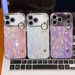 Capa de Telemóvel TPU com Suporte de Pulseira e Textura Enrugadade Metalizada com Filme para Lente, Para iPhone 13