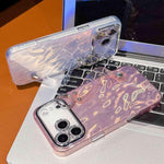 Capa de Telemóvel TPU com Suporte de Pulseira e Textura Enrugadade Metalizada com Filme para Lente, Para iPhone 13