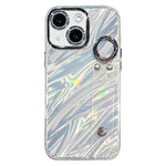 Capa de Telemóvel TPU com Suporte de Pulseira e Textura Ondulada Metalizada com Filme para Lente, Para iPhone 13