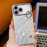 Capa de Telemóvel TPU com Suporte de Pulseira e Textura Ondulada Metalizada com Filme para Lente, Para iPhone 13