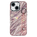 Capa de Telemóvel TPU com Suporte de Pulseira e Textura Ondulada Metalizada com Filme para Lente, Para iPhone 13