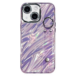 Capa de Telemóvel TPU com Suporte de Pulseira e Textura Ondulada Metalizada com Filme para Lente, Para iPhone 13