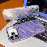 Capa de Telemóvel TPU com Suporte de Pulseira e Textura Ondulada Metalizada com Filme para Lente, Para iPhone 13