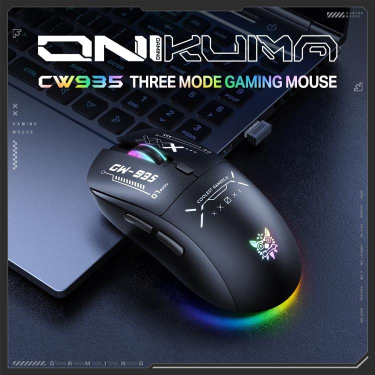 Rato Sem Fios ONIKUMA CW935 12800DPI 2.4GHz + BT + Com Fios Tri-modo RGB, CW935