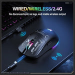 Rato Sem Fios ONIKUMA CW935 12800DPI 2.4GHz + BT + Com Fios Tri-modo RGB, CW935