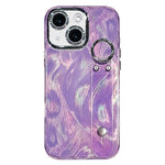 Capa de Telemóvel TPU com Suporte de Pulseira e Textura de Penas em Gaze Metalizada com Filme para Lente, Para iPhone 13