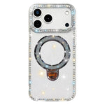 Capa de telemóvel IMD com suporte de pé e glitter de strass em ambos os lados, para iPhone 17 Pro Max, para iPhone 17 Pro, para iPhone 17, para iPhone Air, para iPhone 16 Pro Max, para iPhone 16 Pro, para iPhone 16 Plus, para iPhone 16