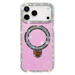 Capa de telemóvel IMD com suporte de pé e glitter de strass em ambos os lados, para iPhone 17 Pro Max, para iPhone 17 Pro, para iPhone 17, para iPhone Air, para iPhone 16 Pro Max, para iPhone 16 Pro, para iPhone 16 Plus, para iPhone 16