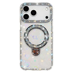 Capa de telemóvel IMD com suporte de pé e glitter de strass em ambos os lados, para iPhone 17 Pro Max, para iPhone 17 Pro, para iPhone 17, para iPhone Air, para iPhone 16 Pro Max, para iPhone 16 Pro, para iPhone 16 Plus, para iPhone 16