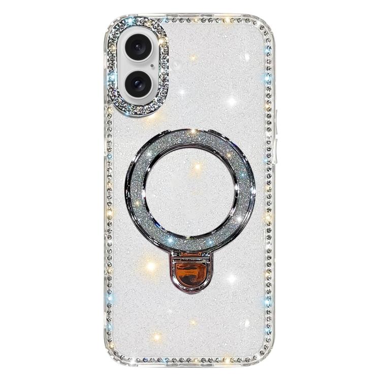 Capa de telemóvel IMD com suporte de pé e glitter de strass em ambos os lados, para iPhone 17 Pro Max, para iPhone 17 Pro, para iPhone 17, para iPhone Air, para iPhone 16 Pro Max, para iPhone 16 Pro, para iPhone 16 Plus, para iPhone 16