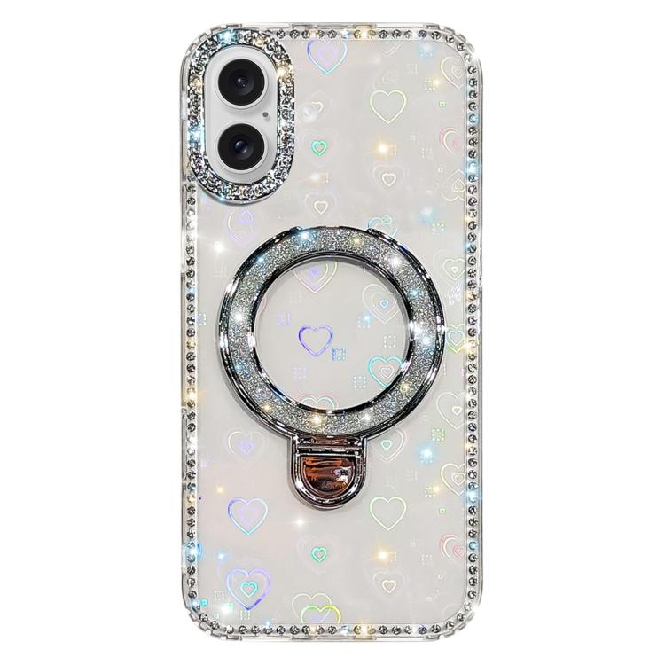 Capa de telemóvel IMD com suporte de pé e glitter de strass em ambos os lados, para iPhone 17 Pro Max, para iPhone 17 Pro, para iPhone 17, para iPhone Air, para iPhone 16 Pro Max, para iPhone 16 Pro, para iPhone 16 Plus, para iPhone 16