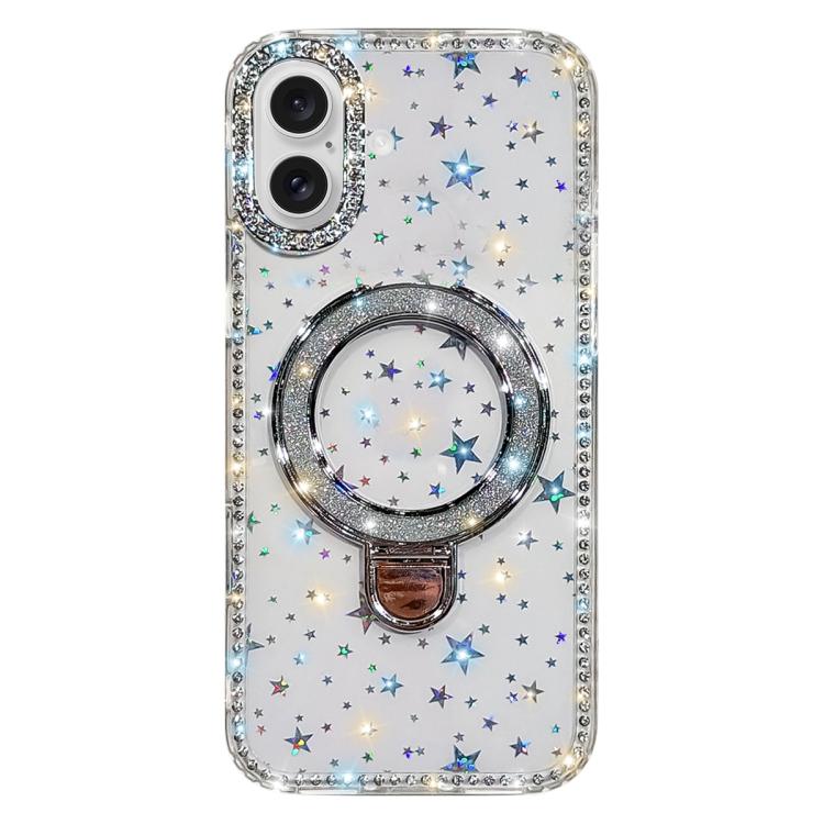 Capa de telemóvel IMD com suporte de pé e glitter de strass em ambos os lados, para iPhone 17 Pro Max, para iPhone 17 Pro, para iPhone 17, para iPhone Air, para iPhone 16 Pro Max, para iPhone 16 Pro, para iPhone 16 Plus, para iPhone 16
