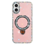 Capa de telemóvel IMD com suporte de pé e glitter de strass em ambos os lados, para iPhone 17 Pro Max, para iPhone 17 Pro, para iPhone 17, para iPhone Air, para iPhone 16 Pro Max, para iPhone 16 Pro, para iPhone 16 Plus, para iPhone 16