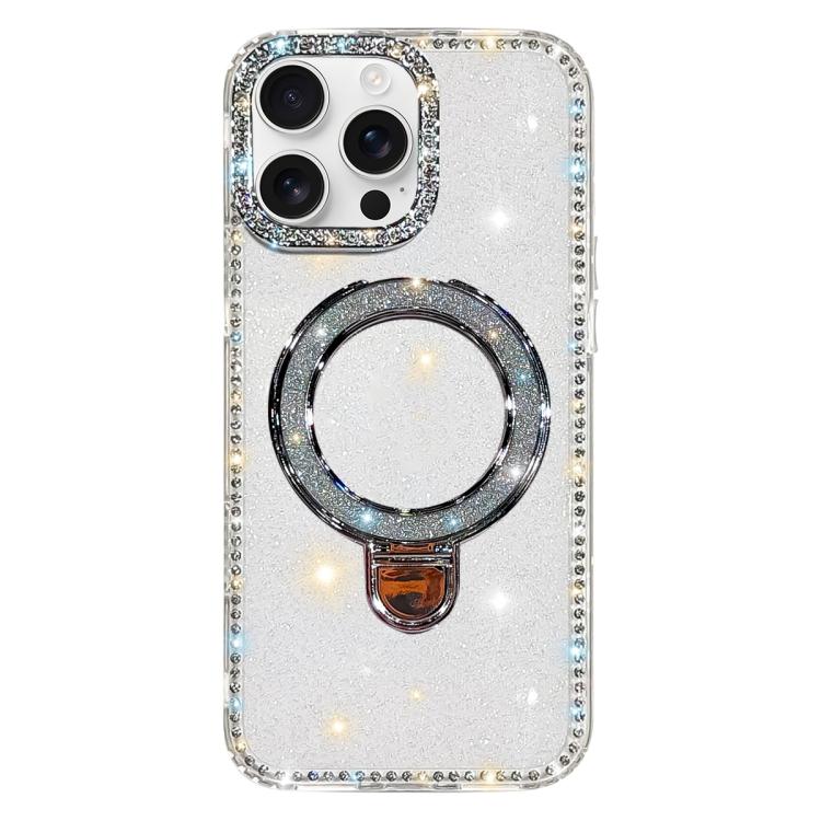 Capa de telemóvel IMD com suporte de pé e glitter de strass em ambos os lados, para iPhone 17 Pro Max, para iPhone 17 Pro, para iPhone 17, para iPhone Air, para iPhone 16 Pro Max, para iPhone 16 Pro, para iPhone 16 Plus, para iPhone 16
